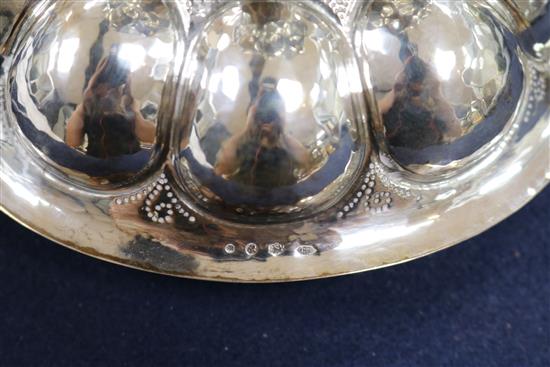 A Dutch white metal two handled cusped oval bowl, 19cm.